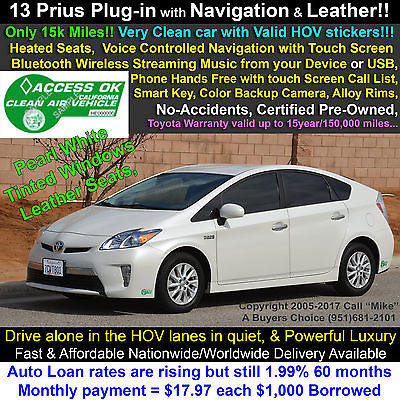 2013 Toyota Prius Plug-In Ultra-Premium Gasoline/Electric, Dual-Fuel Leather Heated Seats, Navigation+Traffic, Rear Camera, Bluetooth,Toyota Warranty