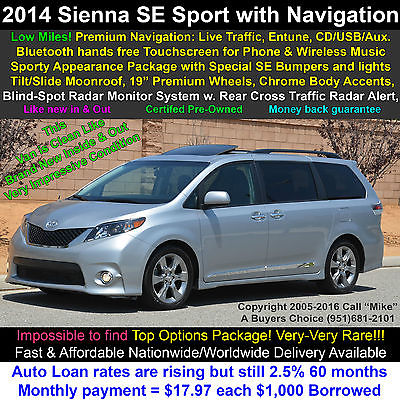2014 Toyota Sienna SE 8-seat Premium, Sunroof+Navigation+Power-Hatch Touch-Screen Navigation & Bluetooth+Power rear-Hatch & Dual Sliders,Super-Clean!