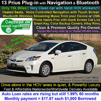 2013 Toyota Prius Plug-in Hybrid Premium Gasoline/Electric Dual-Fuel Navigation+Live Traffic, HeatedSeats, Rear Camera, Entune, Bluetooth, Warranty!!
