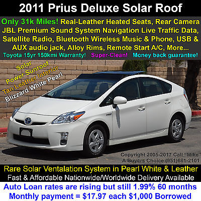 2011 Toyota Prius 4 Deluxe Solar Roof, Moonroof, Leather, Navigation Leather Heated Seats, Solar Pwr. Sunroof, Navigation+Traffic+Bluetooth, Warranty