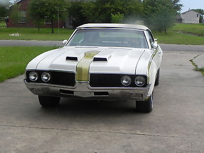 1969 Oldsmobile 442 cameo white, fire frost gold with black pin strip  1969 restored 442 Hurst olds Convertible clone 68 69 70 71  cutlass chevelle gto