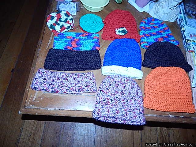 Hand crocheted winter hats, Earwarmer headbands etc $8.00 each. Coasters are a..., 0
