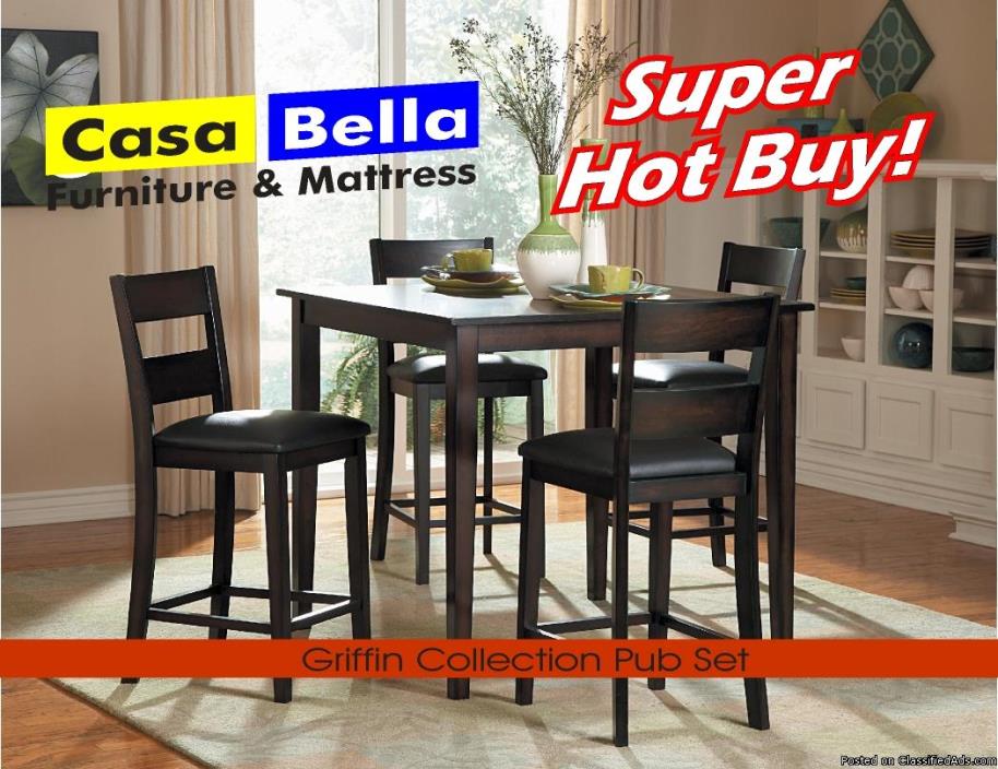 Counter Height Table Set, Table and 4 Stools