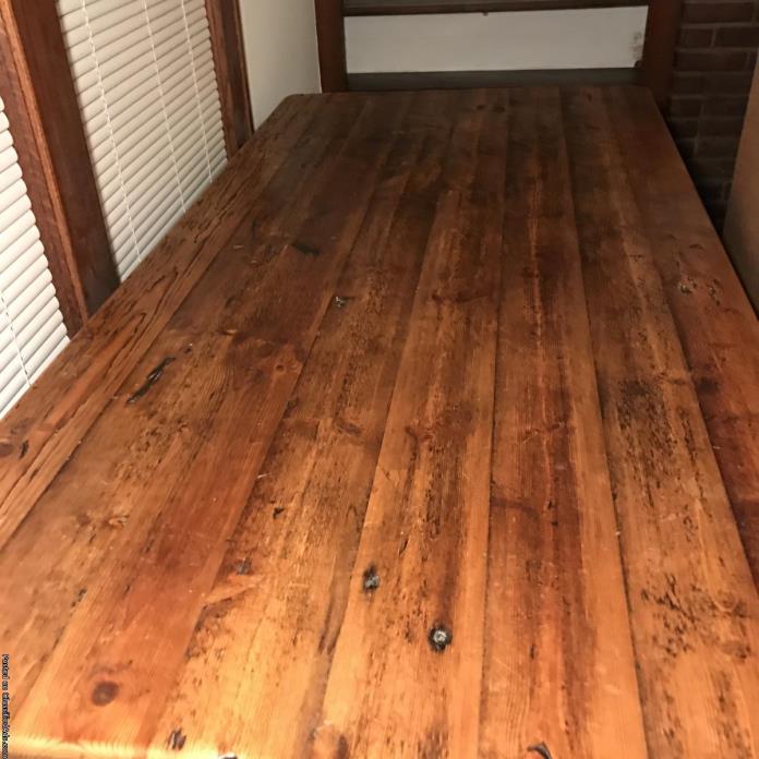 Pine Schoolhouse table with bench, 2