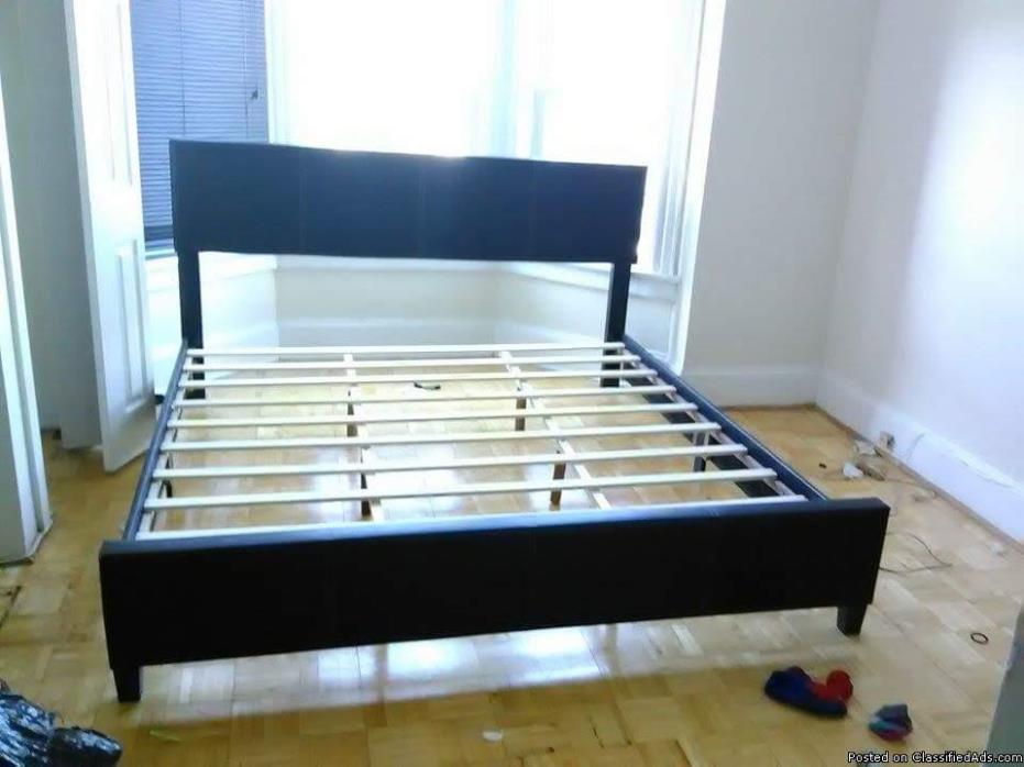 Black leather king size bed