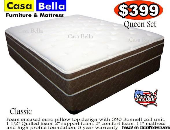 Queen Pillow Top Matress Set, nice features, great deal!