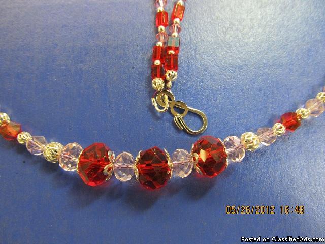 Gorgeous 20in red&rose necklace handmade., 1