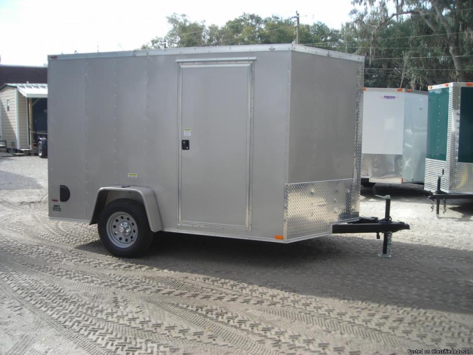 NEW 7X10 ENCLOSED TRAILER,ELECTRIC BRAKES, V NOSE, RAMP. LED'S (In Stock...
