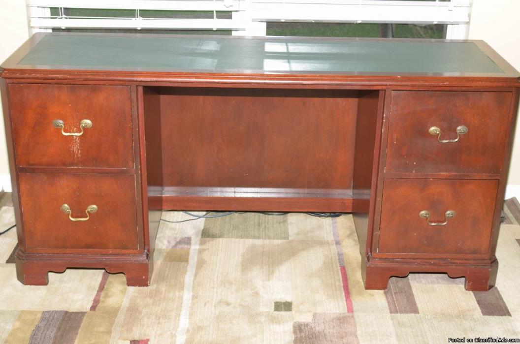 Solid wood leather top desk, 0