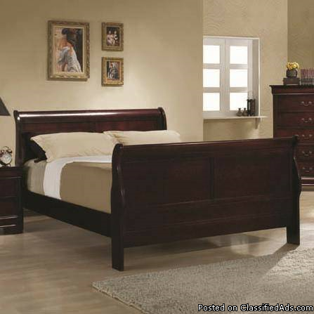 Queen Sleigh Bed in Cherry or Black, Twin and Full Available!, 1