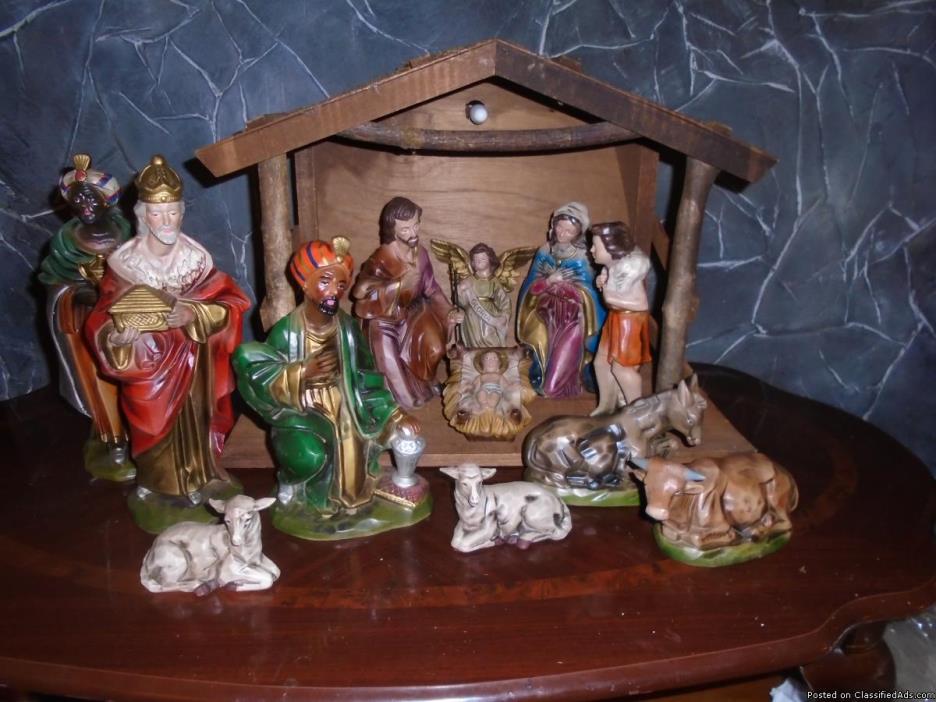 Vintage Mid-Century Nativity Set - 12 Pieces -  Paper Mache - Japan, 0