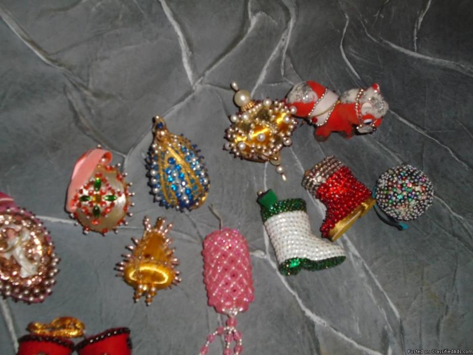 Lot of 12 Vintage Handmade from Kits Christmas Ornaments, 1