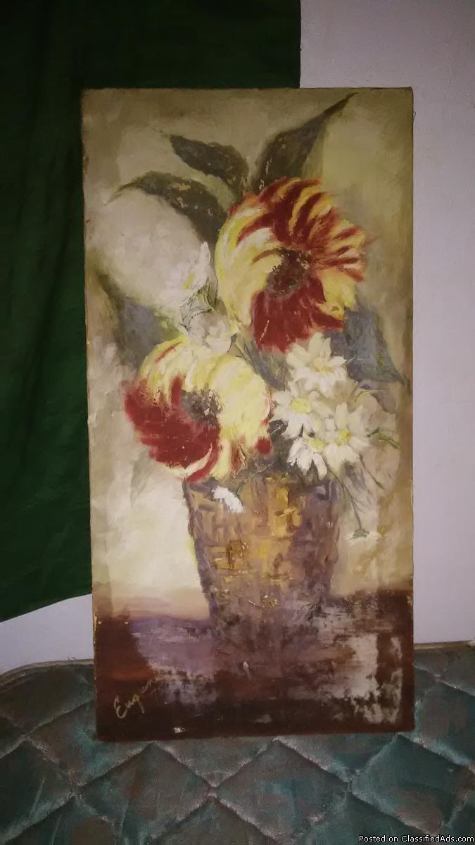 FLOWER OIL PAINTING ON CANVAS.