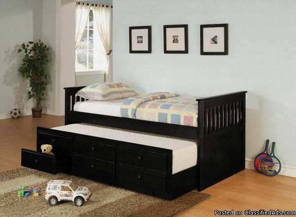 Mission Style Twin Bed with Trundle and Drawers, 3