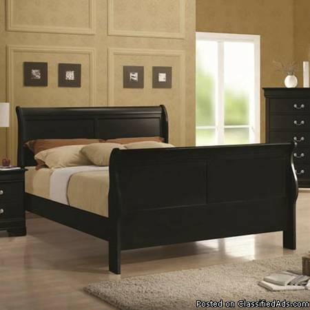 Queen Sleigh Bed in Cherry or Black, Twin and Full Available!