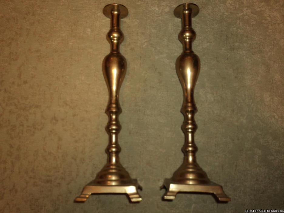 Older pair of brass Altar Candlesticks By Chalice Co., 0