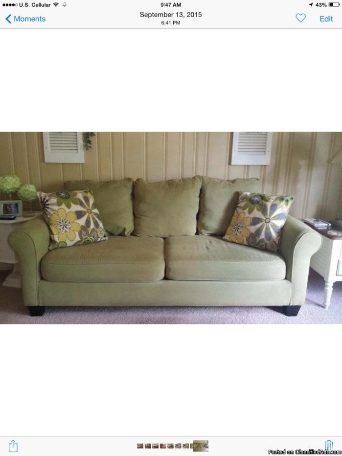 Sofa and love seat with pillows, 2