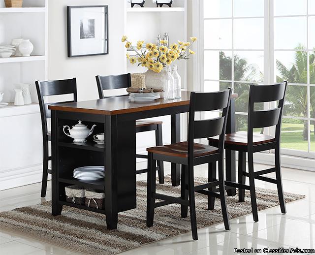 Black & Cherry Dining Sets-No Credit Needed Financing, 1