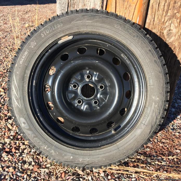Snow tires on steel wheels