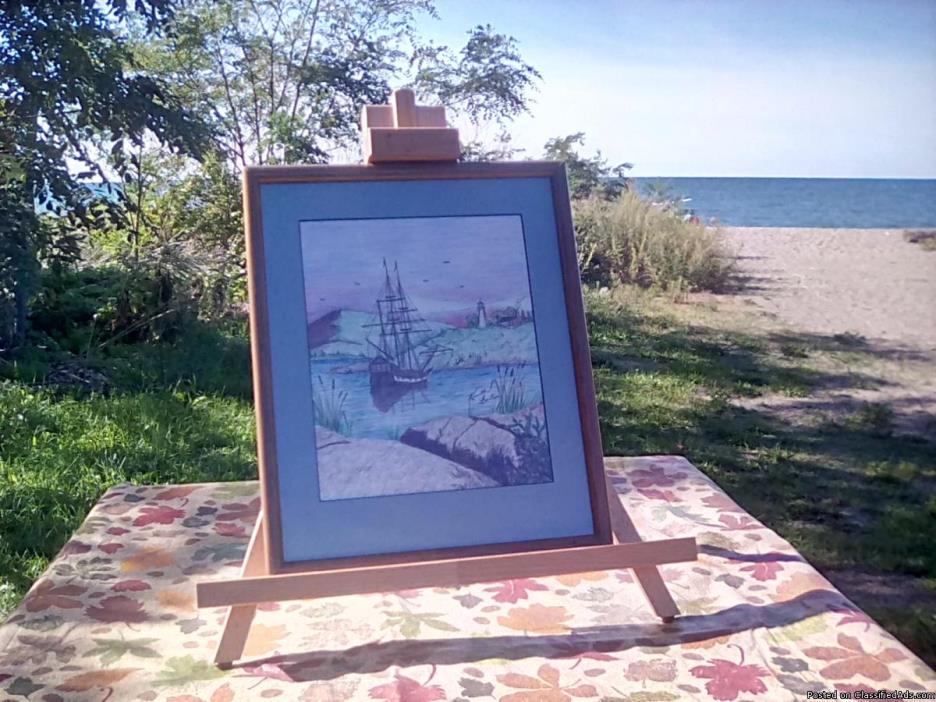 Tall Ship in full sail colored sketch by Ken Barton, 0