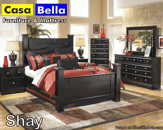 Contemporary Poster Bedroom Set, 2 Colors, Shay or Weeki Collection