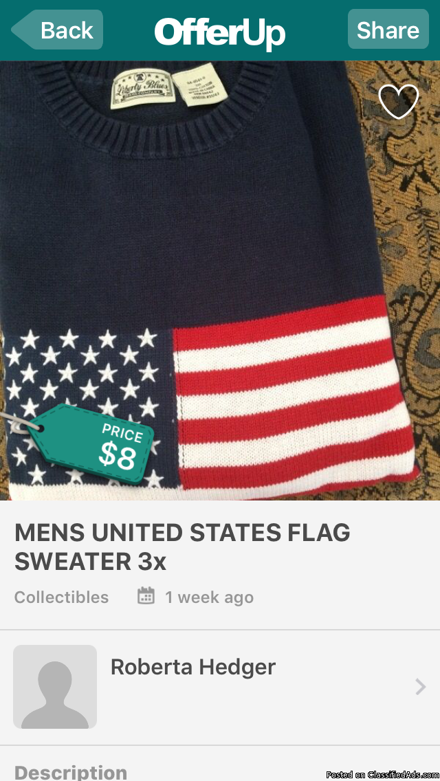 Men's flag sweater 3 x brand new