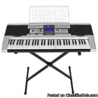 Electronic Piano Keyboard 61 Key Music Key Board Piano With X Stand Heavy Duty, 0