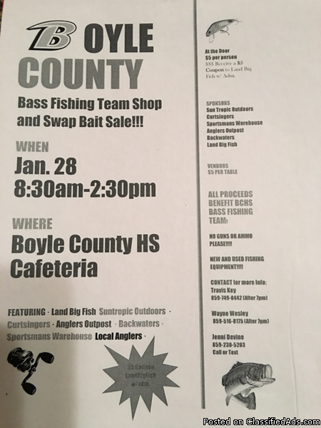 Boyle County High School Bass Fishing Team Shop and Swap