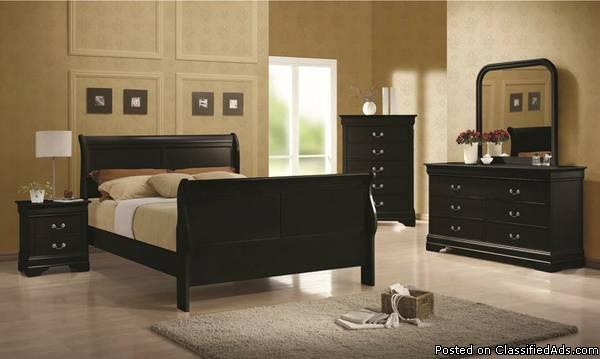 Traditional Queen bedroom Set: Black or Cherry, 1