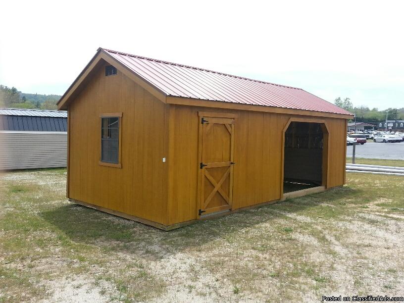 12x24 DELUXE HORSE BARN TACK ROOM RUN IN $306.00 RENT TO OWN, 0