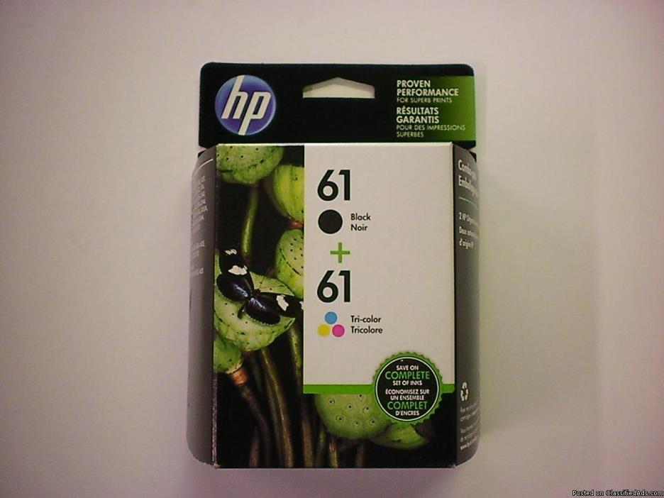 HP 61 Twin Pack Tri-Color Ink Cartridges, 0