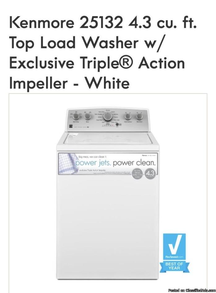 Kenmore 4.3 cu.ft. Top load washer, 0