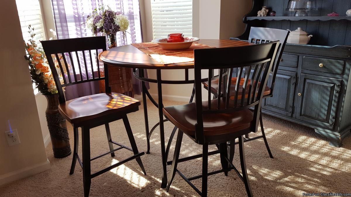 Stickley Hi-Top Dining Table and 3 Hi-Bar Chairs, 0