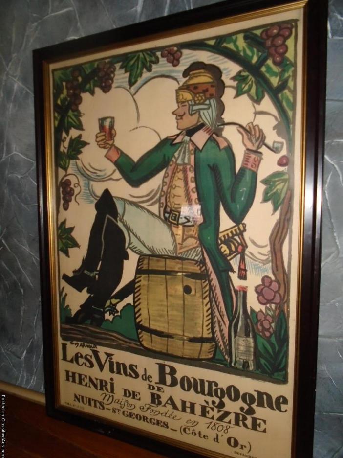 Les Vins de Bourgogne de Henri de Bahezre Framed Poster