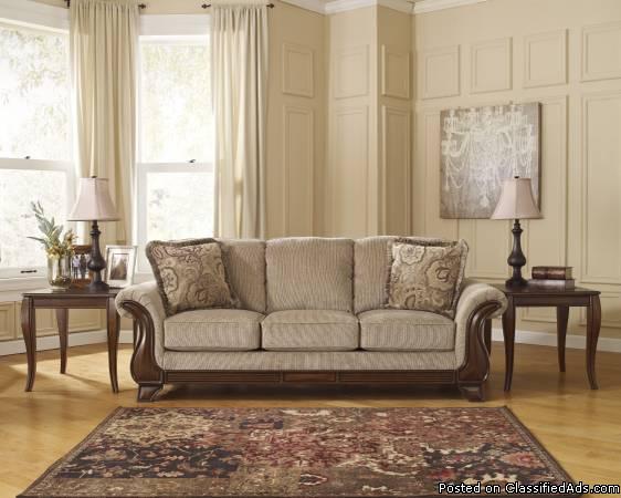 Light Tranditional Sofa and Loveseat With Accent Pillows, 1