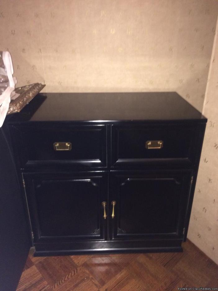 2 SMALL BLACK CHESTS WITH STORAGE
