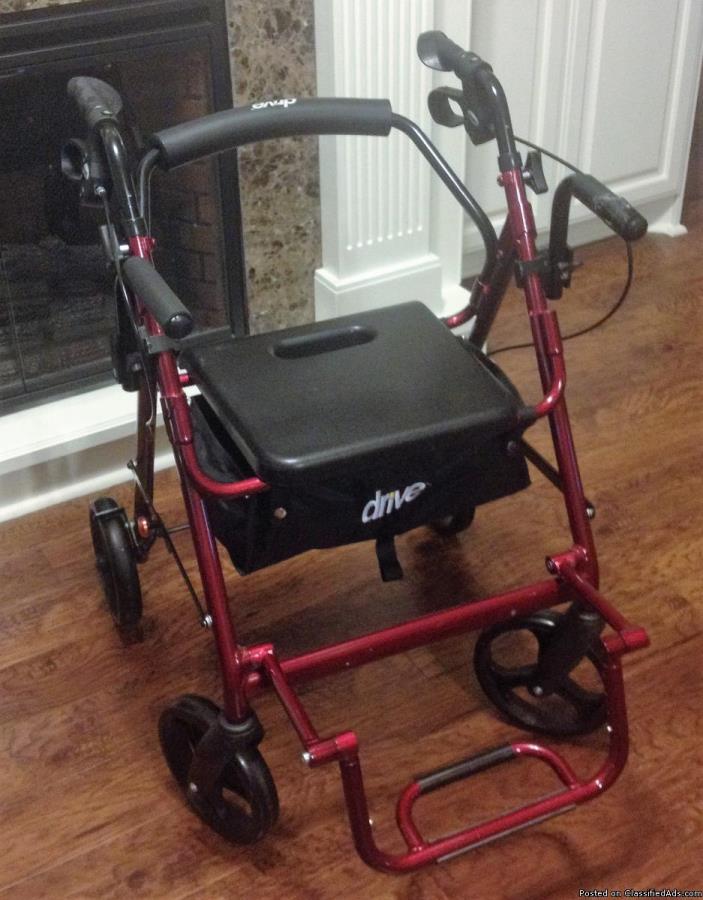 Drive rolling walker with seat