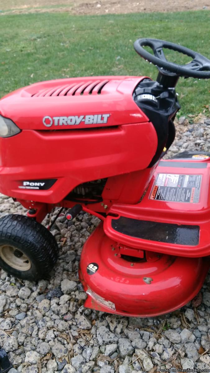 Troy Built riding mower, 1