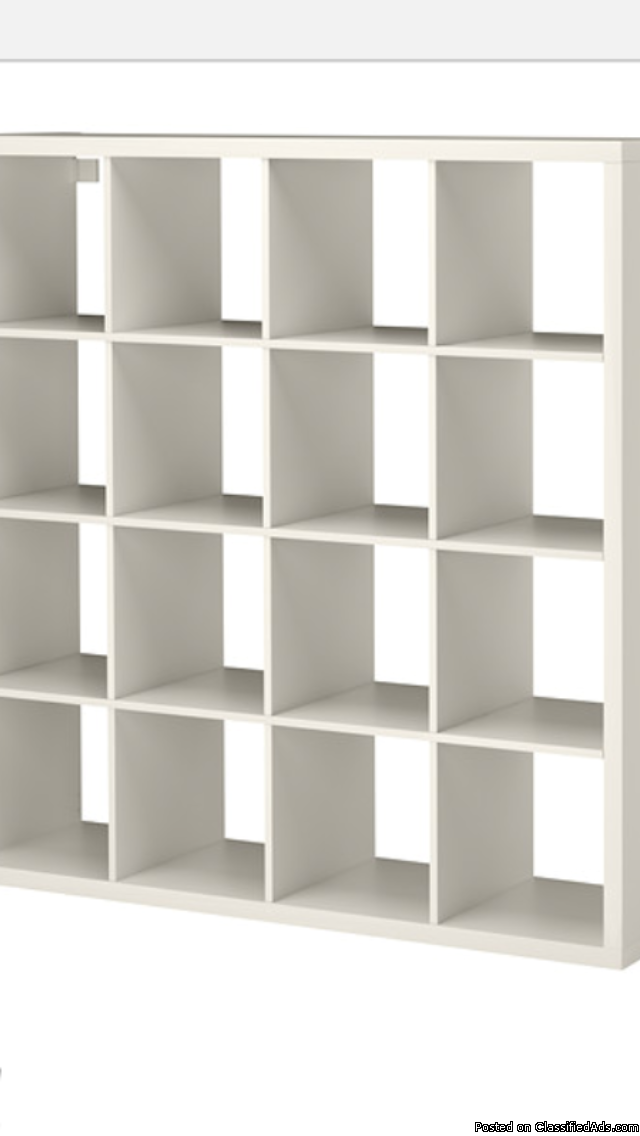 White IKEA 4x4 shelf, 0