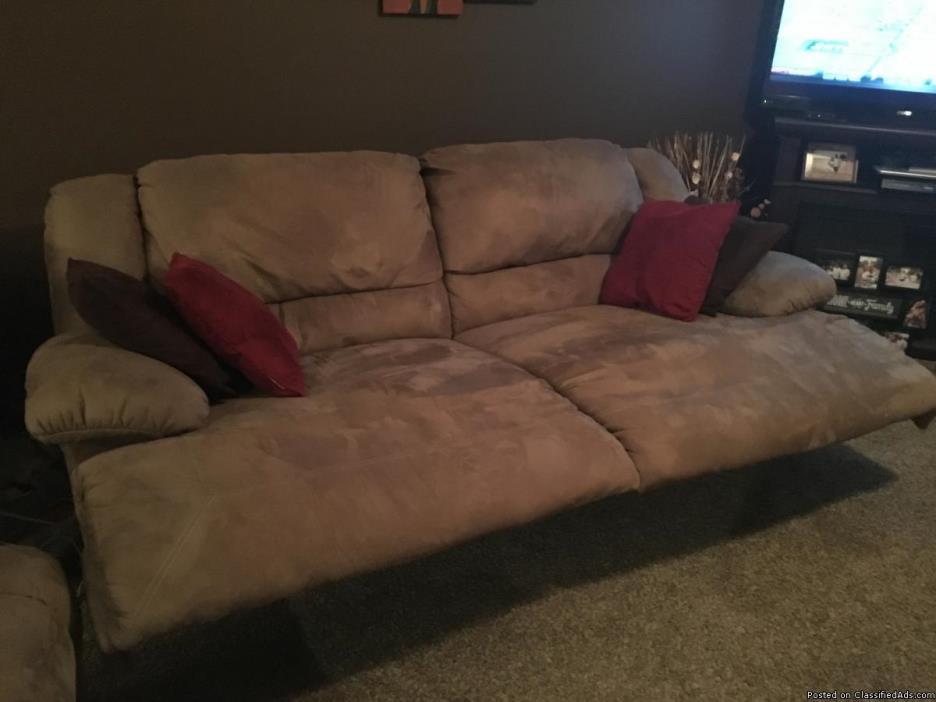 Recliner couch and oversized chair, 1