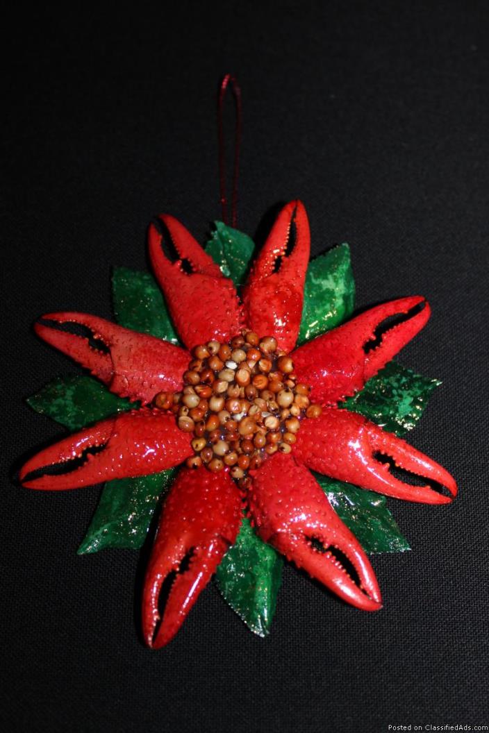 CajunChristmas Poinsetta Flower made with real Crawfish, 0