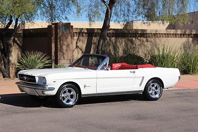 Ford : Mustang Convertible 1965 ford mustang convertible white on red ac power top power steering must see