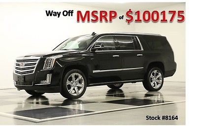 Cadillac : Escalade MSRP$100175 Platinum 4WD 4 DVD Screens GPS Black 4X4 New Navigation Heated Cooled Leather Seats 2015 15 16 ESV Player Raven Sunroof