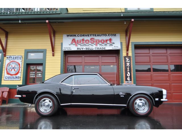 Chevrolet : Camaro 1968 camaro ss rs tuxedo black red s matching 396 factory ac loaded