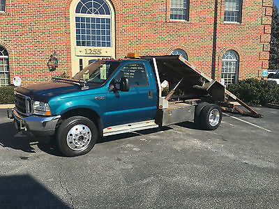 Ford : F-450 XLT 2002 ford f 450 7.3 l diesel 4 x 4 6 speed pto tilt shed hauler flatbed dump truck