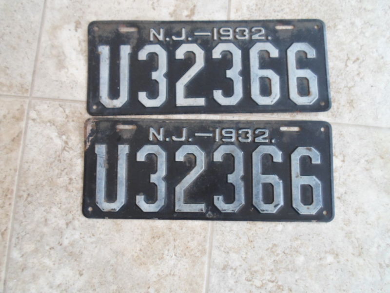 Beautiful Set of 1932 New Jersey License Plates