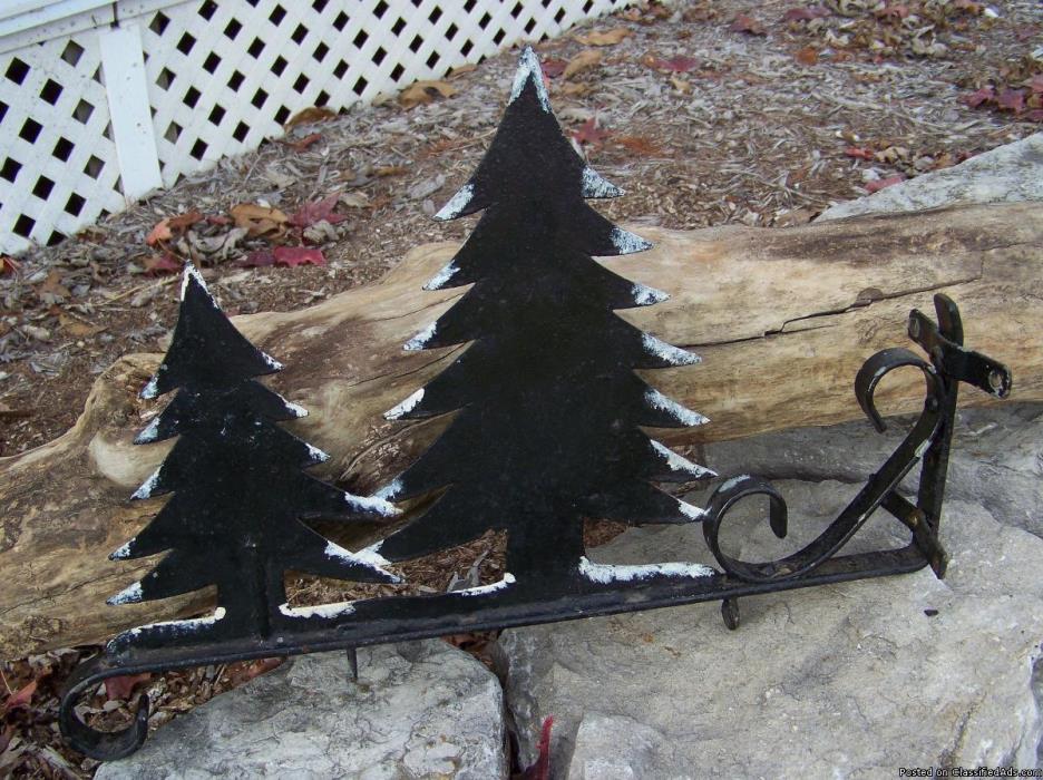 Vintage Country Store Sign Holder with Pine Christmas Trees & Snow, 4