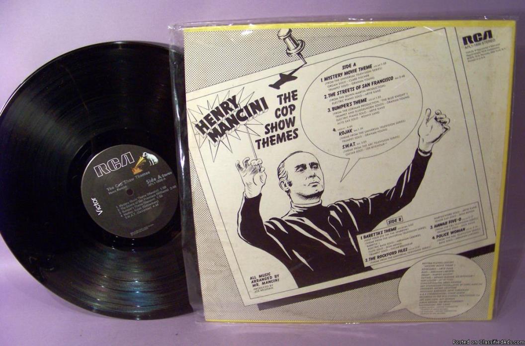 Vintage 1976 Henry Mancini The Cop Show Themes Vinyl Record Album Cover Art...., 1