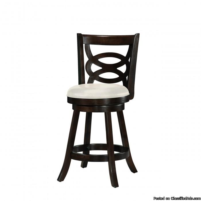 Barstool with White Leatherette Seat, 0