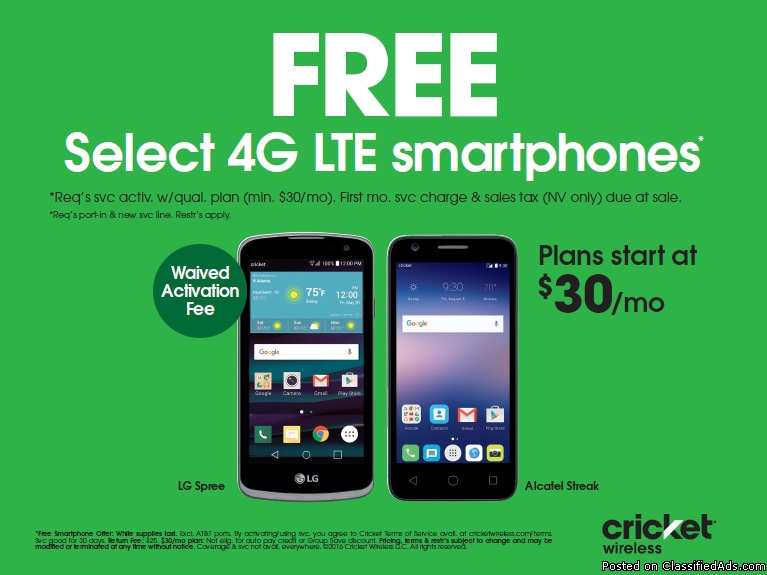 Free Select 4G LTE Smartphones, 0